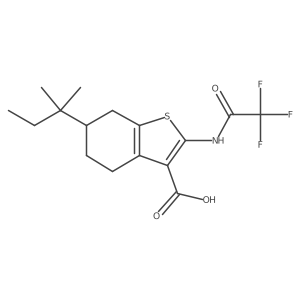 6-(2-Methylbutan-2-yl)-2-(2,2,2-trifluoroacetamido)-4,5,6,7-tetrahydro-1-benzothiophene-3-carboxylic acid结构式