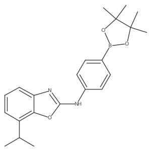 N2-[4-(4,4,5,5-Tetramethyl-1,3,2-dioxaborolan-2-yl)phenyl]-7-isopropyl-1,3-benzoxazol-2-amine结构式