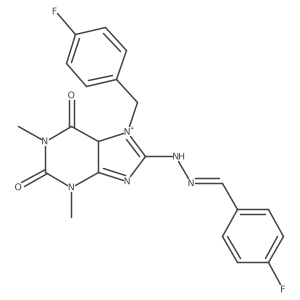 7-[(4-fluorophenyl)methyl]-8-[(2E)-2-[(4-fluorophenyl)methylidene]hydrazinyl]-1,3-dimethyl-5H-purin-7-ium-2,6-dione Structure