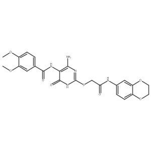 N-(4-amino-2-((2-((2,3-dihydrobenzo[b][1,4]dioxin-6-yl)amino)-2-oxoethyl)thio)-6-oxo-1,6-dihydropyrimidin-5-yl)-3,4-dimethoxybenzamide Structure