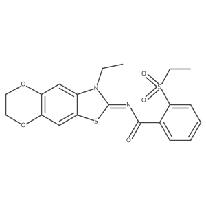(E)-N-(3-ethyl-6,7-dihydro-[1,4]dioxino[2',3':4,5]benzo[1,2-d]thiazol-2(3H)-ylidene)-2-(ethylsulfonyl)benzamide结构式