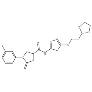 N-(5-{[2-(1,3-dioxolan-2-yl)ethyl]sulfanyl}-1,3,4-thiadiazol-2-yl)-1-(3-methylphenyl)-5-oxopyrrolidine-3-carboxamide Structure