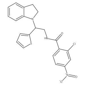 2-chloro-N-(2-(indolin-1-yl)-2-(thiophen-2-yl)ethyl)-4-nitrobenzamide Structure
