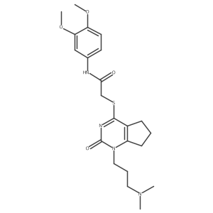 N-(3,4-dimethoxyphenyl)-2-((1-(3-(dimethylamino)propyl)-2-oxo-2,5,6,7-tetrahydro-1H-cyclopenta[d]pyrimidin-4-yl)thio)acetamide结构式