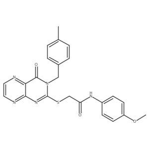 N-(4-methoxyphenyl)-2-({3-[(4-methylphenyl)methyl]-4-oxo-3,4-dihydropteridin-2-yl}sulfanyl)acetamide结构式