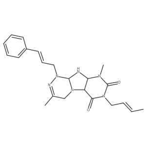 7-[(E)-but-2-enyl]-3,9-dimethyl-1-[(E)-3-phenylprop-2-enyl]-5a,9a,10,10a-tetrahydro-4H-purino[8,7-c][1,2,4]triazine-6,8-dione Structure