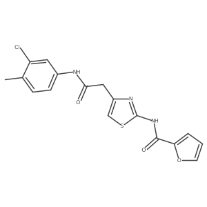 N-(4-(2-((3-chloro-4-methylphenyl)amino)-2-oxoethyl)thiazol-2-yl)furan-2-carboxamide结构式