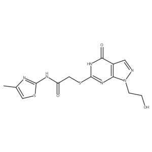 2-((1-(2-hydroxyethyl)-4-oxo-4,5-dihydro-1H-pyrazolo[3,4-d]pyrimidin-6-yl)thio)-N-(4-methylthiazol-2-yl)acetamide结构式