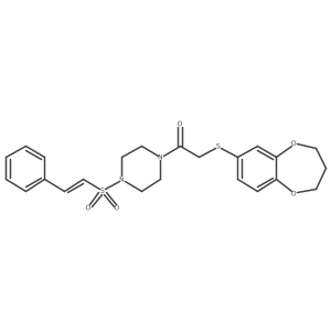 2-(3,4-dihydro-2H-1,5-benzodioxepin-7-ylsulfanyl)-1-[4-(2-phenylethenesulfonyl)piperazin-1-yl]ethan-1-one结构式