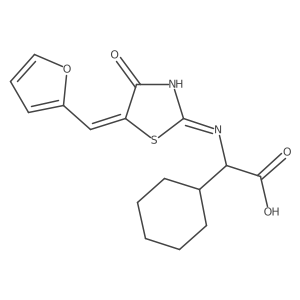 2-cyclohexyl-2-({5-[(E)-2-furylmethylidene]-4-oxo-4,5-dihydro-1,3-thiazol-2-yl}amino)acetic acid结构式