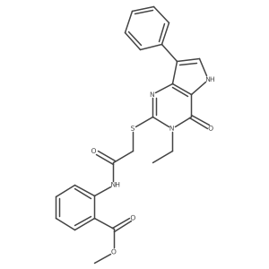 methyl 2-(2-((3-ethyl-4-oxo-7-phenyl-4,5-dihydro-3H-pyrrolo[3,2-d]pyrimidin-2-yl)thio)acetamido)benzoate Structure