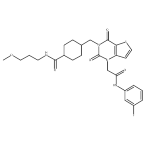 4-((1-(2-((3-fluorophenyl)amino)-2-oxoethyl)-2,4-dioxo-1,2-dihydrothieno[3,2-d]pyrimidin-3(4H)-yl)methyl)-N-(3-methoxypropyl)cyclohexanecarboxamide Structure