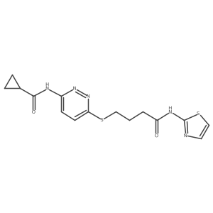 N-(6-((4-oxo-4-(thiazol-2-ylamino)butyl)thio)pyridazin-3-yl)cyclopropanecarboxamide结构式