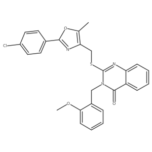 2-(((2-(4-chlorophenyl)-5-methyloxazol-4-yl)methyl)thio)-3-(2-methoxybenzyl)quinazolin-4(3H)-one结构式