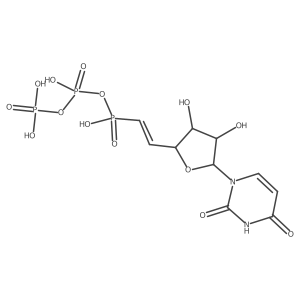 Diphosphoric ((E)-2-((2R,3S,4R,5R)-5-(2,4-dioxo-3,4-dihydropyrimidin-1(2H)-yl)-3,4-dihydroxytetrahydrofuran-2-yl)vinyl)phosphonic anhydride结构式