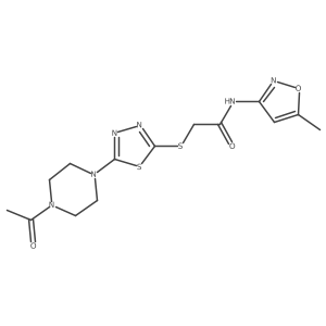 2-((5-(4-acetylpiperazin-1-yl)-1,3,4-thiadiazol-2-yl)thio)-N-(5-methylisoxazol-3-yl)acetamide Structure