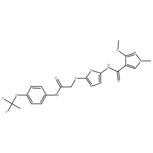 3-methoxy-1-methyl-N-(5-((2-oxo-2-((4-(trifluoromethoxy)phenyl)amino)ethyl)thio)-1,3,4-thiadiazol-2-yl)-1H-pyrazole-4-carboxamide Structure