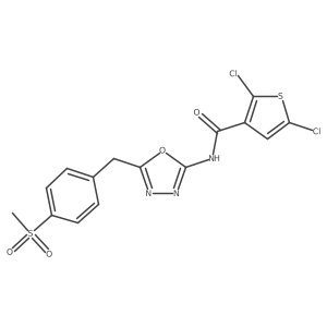 2,5-dichloro-N-(5-(4-(methylsulfonyl)benzyl)-1,3,4-oxadiazol-2-yl)thiophene-3-carboxamide Structure