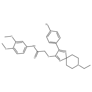 2-((3-(4-bromophenyl)-8-ethyl-1,4,8-triazaspiro[4.5]deca-1,3-dien-2-yl)thio)-N-(3,4-dimethoxyphenyl)acetamide Structure