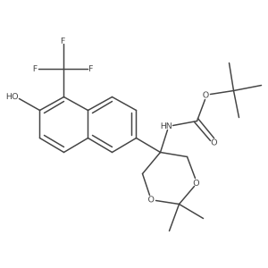 tert-Butyl 5-(6-hydroxy-5-(trifluoromethyl)naphthalen-2-yl)-2,2-dimethyl-1,3-dioxan-5-ylcarbamate Structure