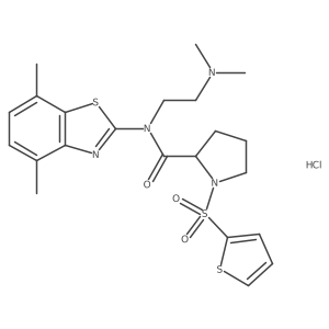 N-(2-(dimethylamino)ethyl)-N-(4,7-dimethylbenzo[d]thiazol-2-yl)-1-(thiophen-2-ylsulfonyl)pyrrolidine-2-carboxamide hydrochloride结构式