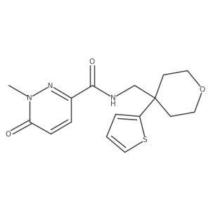1-methyl-6-oxo-N-((4-(thiophen-2-yl)tetrahydro-2H-pyran-4-yl)methyl)-1,6-dihydropyridazine-3-carboxamide结构式