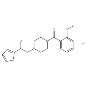 (4-(2-Hydroxy-2-(thiophen-2-yl)ethyl)piperazin-1-yl)(2-methoxyphenyl)methanone hydrochloride结构式