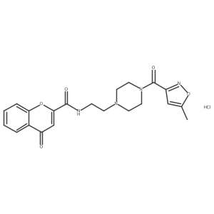 N-(2-(4-(5-methylisoxazole-3-carbonyl)piperazin-1-yl)ethyl)-4-oxo-4H-chromene-2-carboxamide hydrochloride结构式