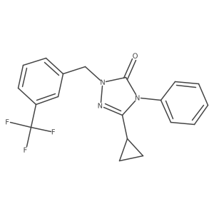 3-cyclopropyl-4-phenyl-1-(3-(trifluoromethyl)benzyl)-1H-1,2,4-triazol-5(4H)-one结构式