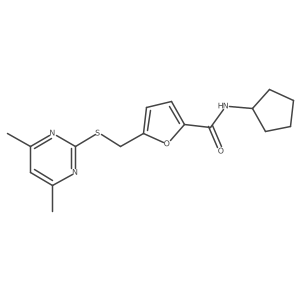 N-cyclopentyl-5-{[(4,6-dimethylpyrimidin-2-yl)sulfanyl]methyl}furan-2-carboxamide结构式
