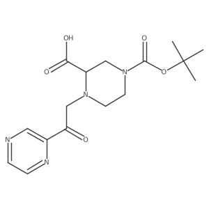 4-(Tert-butoxycarbonyl)-1-(2-oxo-2-(pyrazin-2-yl)ethyl)piperazine-2-carboxylic acid结构式