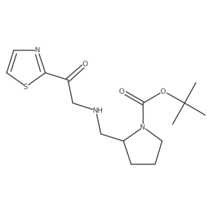 tert-Butyl 2-(((2-oxo-2-(thiazol-2-yl)ethyl)amino)methyl)pyrrolidine-1-carboxylate结构式