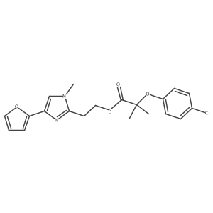 2-(4-chlorophenoxy)-N-(2-(4-(furan-2-yl)-1-methyl-1H-imidazol-2-yl)ethyl)-2-methylpropanamide结构式