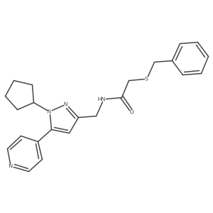 2-(benzylthio)-N-((1-cyclopentyl-5-(pyridin-4-yl)-1H-pyrazol-3-yl)methyl)acetamide结构式