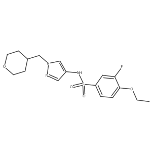 4-ethoxy-3-fluoro-N-(1-((tetrahydro-2H-pyran-4-yl)methyl)-1H-pyrazol-4-yl)benzenesulfonamide结构式