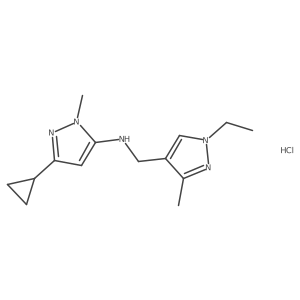 5-cyclopropyl-N-[(1-ethyl-3-methylpyrazol-4-yl)methyl]-2-methylpyrazol-3-amine;hydrochloride Structure