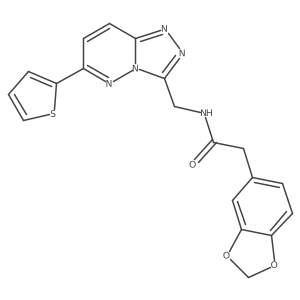 2-(benzo[d][1,3]dioxol-5-yl)-N-((6-(thiophen-2-yl)-[1,2,4]triazolo[4,3-b]pyridazin-3-yl)methyl)acetamide结构式