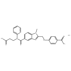 3-[1-(2-{[(4-carbamimidoylphenyl)amino]methyl}-1-methyl-1H-1,3-benzodiazol-5-yl)-N-(pyridin-2-yl)formamido]propanoic acid hydrochloride结构式