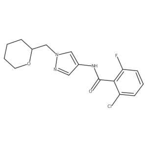 2-chloro-6-fluoro-N-(1-((tetrahydro-2H-pyran-2-yl)methyl)-1H-pyrazol-4-yl)benzamide Structure