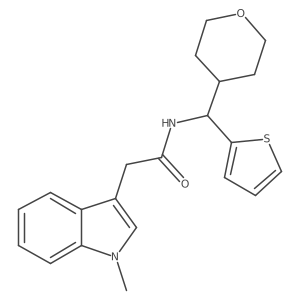 2-(1-methyl-1H-indol-3-yl)-N-[(oxan-4-yl)(thiophen-2-yl)methyl]acetamide结构式
