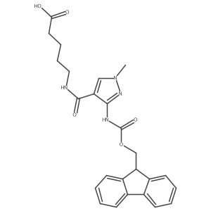5-{[3-({[(9H-fluoren-9-yl)methoxy]carbonyl}amino)-1-methyl-1H-pyrazol-4-yl]formamido}pentanoic acid结构式