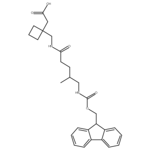 2-(1-{[5-({[(9H-fluoren-9-yl)methoxy]carbonyl}amino)-4-methylpentanamido]methyl}cyclobutyl)acetic acid结构式