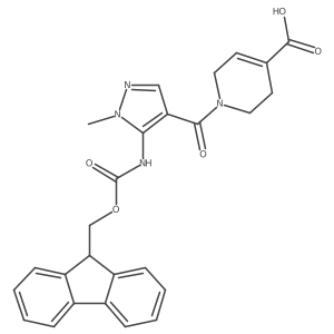 1-[5-({[(9H-fluoren-9-yl)methoxy]carbonyl}amino)-1-methyl-1H-pyrazole-4-carbonyl]-1,2,3,6-tetrahydropyridine-4-carboxylic acid结构式
