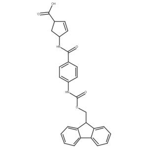 4-[4-({[(9H-fluoren-9-yl)methoxy]carbonyl}amino)benzamido]cyclopent-2-ene-1-carboxylic acid Structure