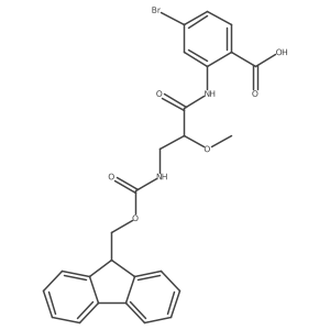 4-bromo-2-[3-({[(9H-fluoren-9-yl)methoxy]carbonyl}amino)-2-methoxypropanamido]benzoic acid结构式