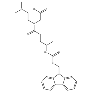 2-{N-[2-(dimethylamino)ethyl]-4-({[(9H-fluoren-9-yl)methoxy]carbonyl}amino)pentanamido}acetic acid结构式