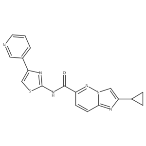 2-cyclopropyl-N-[4-(pyridin-3-yl)-1,3-thiazol-2-yl]imidazo[1,2-b]pyridazine-6-carboxamide结构式