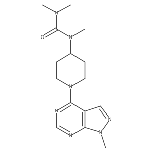1,3,3-trimethyl-1-(1-{1-methyl-1H-pyrazolo[3,4-d]pyrimidin-4-yl}piperidin-4-yl)urea结构式