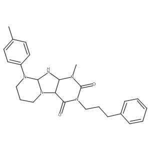 1-methyl-9-(4-methylphenyl)-3-(3-phenylpropyl)-6,7,8,9a,10,10a-hexahydro-4aH-purino[7,8-a]pyrimidine-2,4-dione结构式