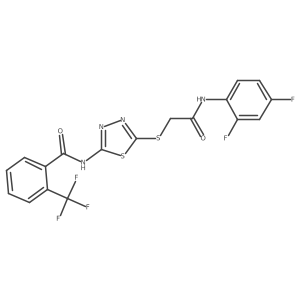 N-[5-[2-(2,4-difluoroanilino)-2-oxo-ethyl]sulfanyl-1,3,4-thiadiazol-2-yl]-2-(trifluoromethyl)benzamide Structure